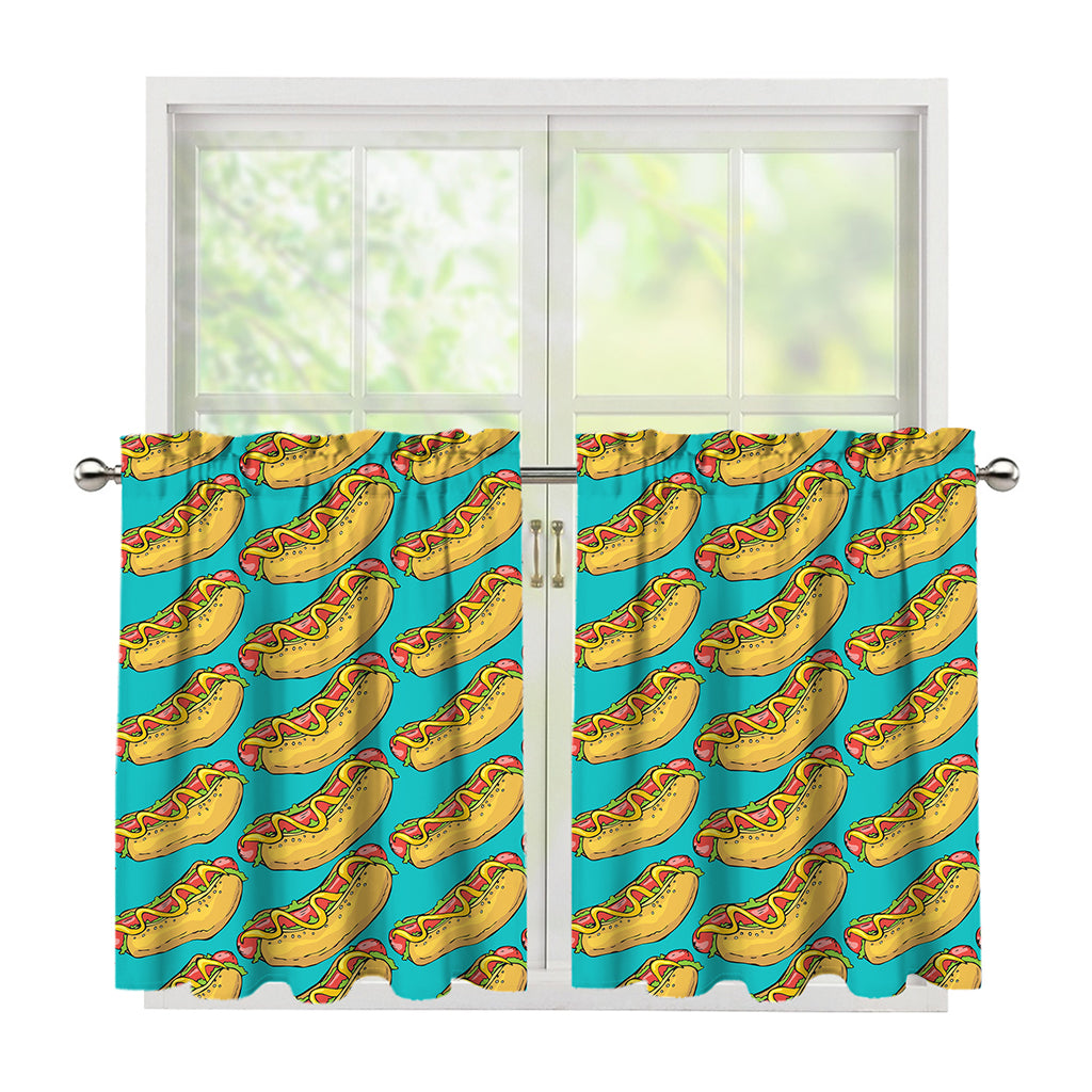 Drawing Hot Dog Pattern Print Tier Curtains