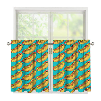 Drawing Hot Dog Pattern Print Tier Curtains