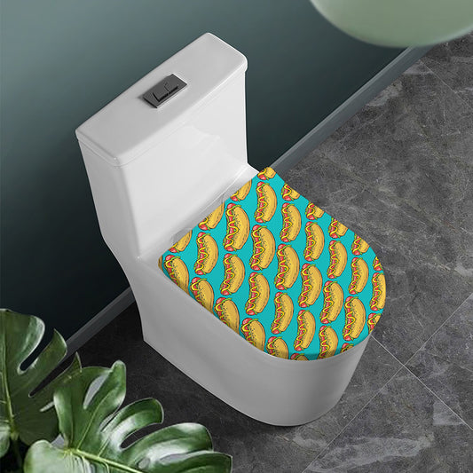 Drawing Hot Dog Pattern Print Toilet Lid Cover