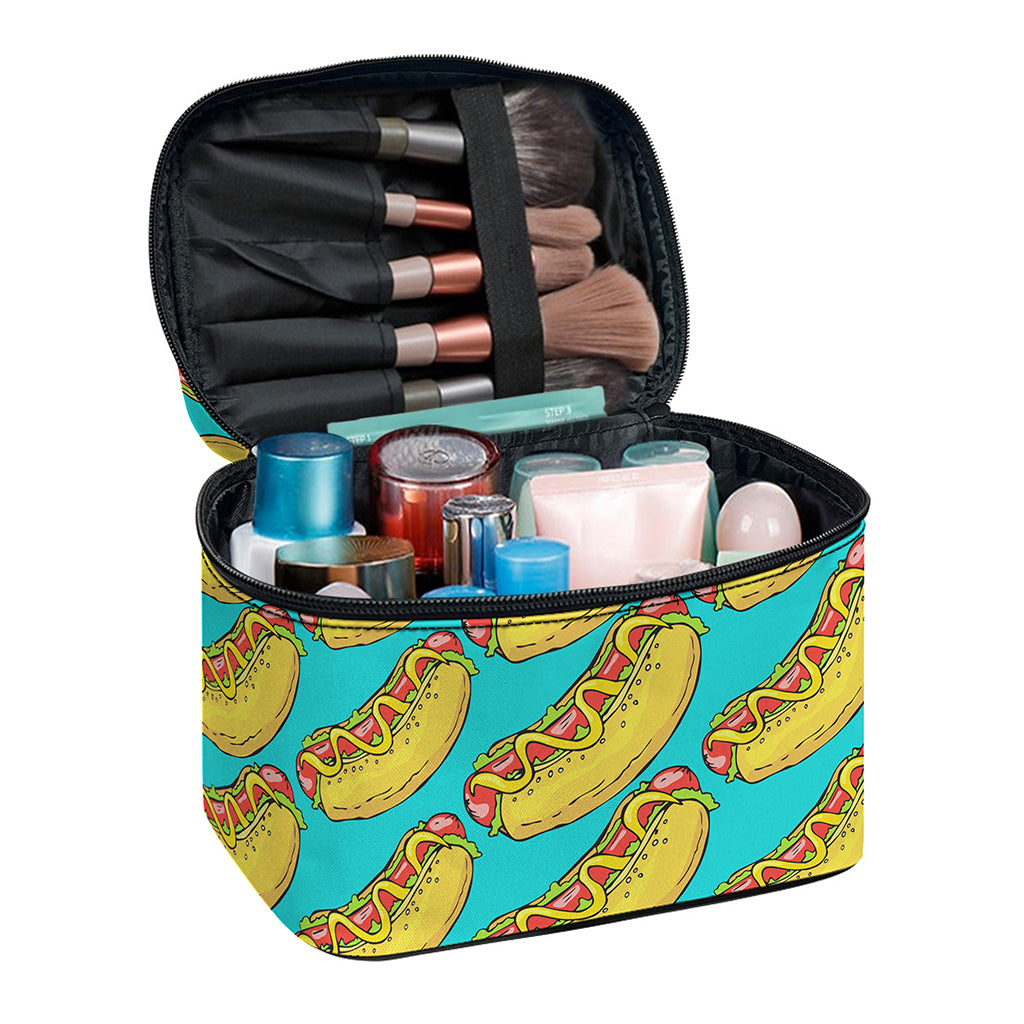 Drawing Hot Dog Pattern Print Travel Makeup Bag
