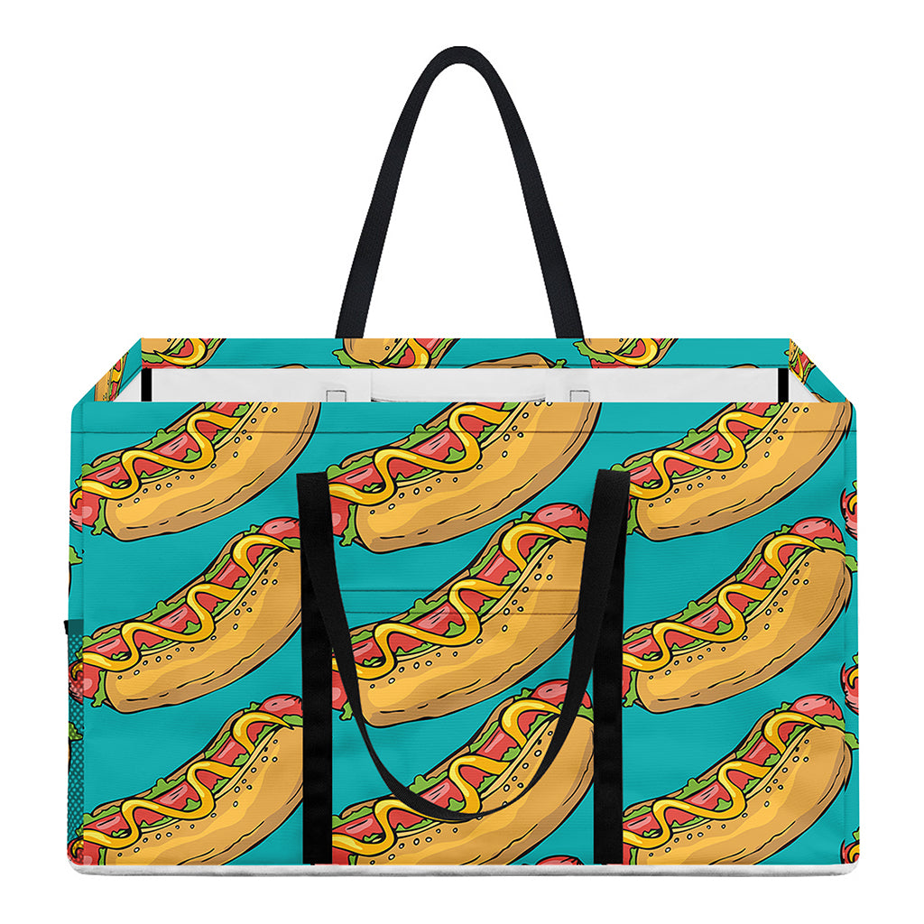Drawing Hot Dog Pattern Print Utility Tote Bag