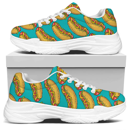 Drawing Hot Dog Pattern Print White Chunky Shoes