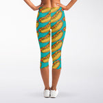 Drawing Hot Dog Pattern Print Women's Capri Leggings