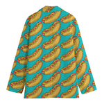 Drawing Hot Dog Pattern Print Women's Cotton Blazer