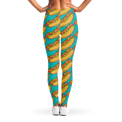 Drawing Hot Dog Pattern Print Women's Leggings