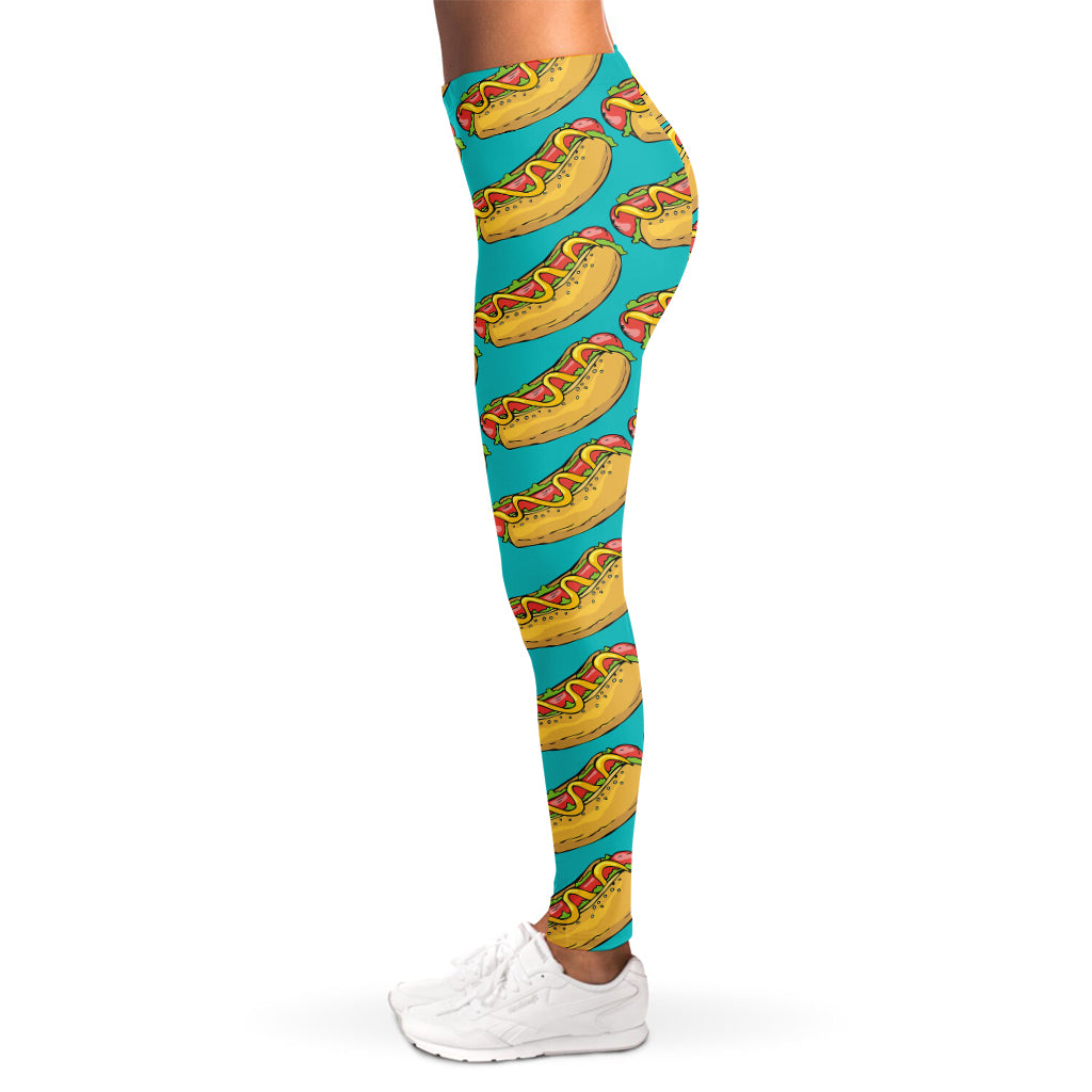 Drawing Hot Dog Pattern Print Women's Leggings