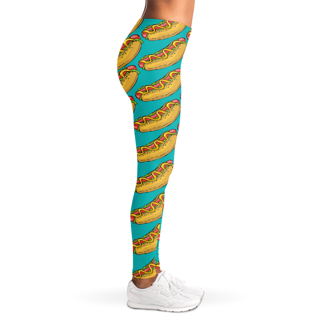 Drawing Hot Dog Pattern Print Women's Leggings