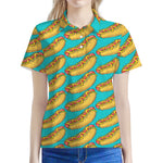 Drawing Hot Dog Pattern Print Women's Polo Shirt