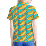Drawing Hot Dog Pattern Print Women's Polo Shirt