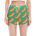 Drawing Hot Dog Pattern Print Women's Split Running Shorts
