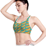 Drawing Hot Dog Pattern Print Women's Sports Bra