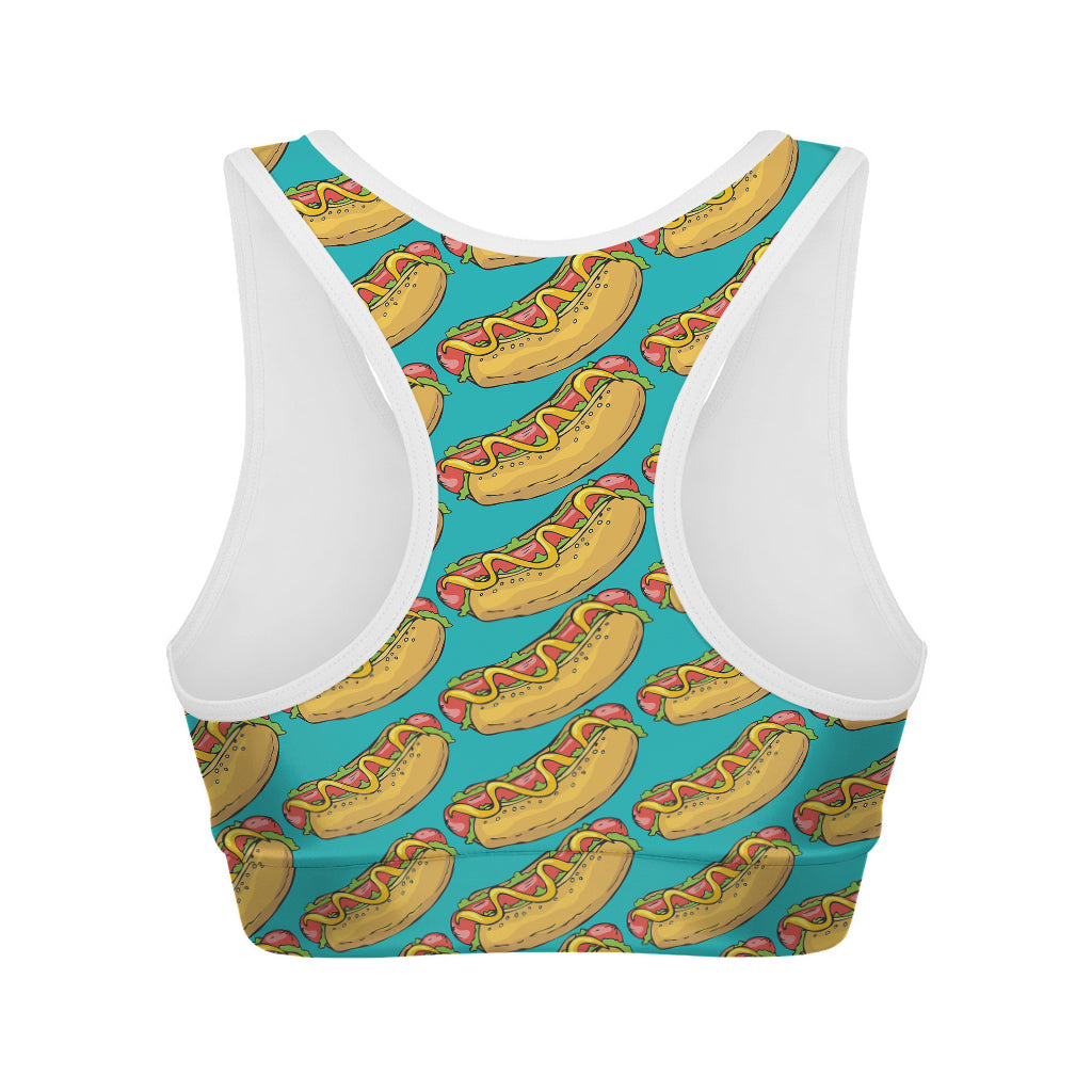 Drawing Hot Dog Pattern Print Women's Sports Bra