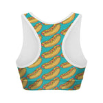 Drawing Hot Dog Pattern Print Women's Sports Bra