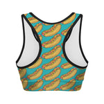Drawing Hot Dog Pattern Print Women's Sports Bra