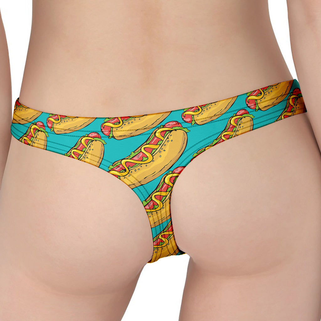 Drawing Hot Dog Pattern Print Women's Thong