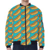 Drawing Hot Dog Pattern Print Zip Sleeve Bomber Jacket