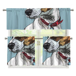 Drawing Jack Russell Terrier Print 3 Piece Kitchen Curtains