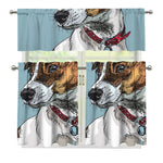 Drawing Jack Russell Terrier Print 3 Piece Kitchen Curtains