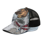 Drawing Jack Russell Terrier Print Black Mesh Trucker Cap