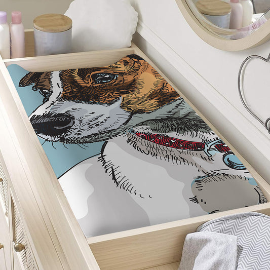 Drawing Jack Russell Terrier Print Changing Pad Cover