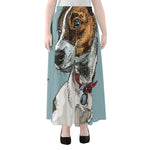 Drawing Jack Russell Terrier Print Chiffon Maxi Skirt