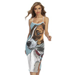 Drawing Jack Russell Terrier Print Cross Back Cami Dress