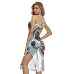 Drawing Jack Russell Terrier Print Cross Back Cami Dress