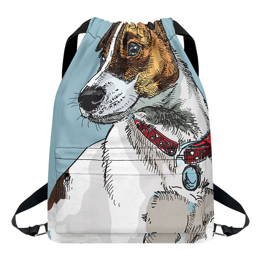 Drawing Jack Russell Terrier Print Drawstring Backpack