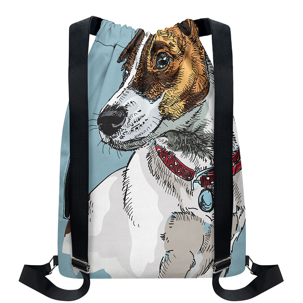 Drawing Jack Russell Terrier Print Drawstring Backpack