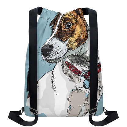 Drawing Jack Russell Terrier Print Drawstring Backpack