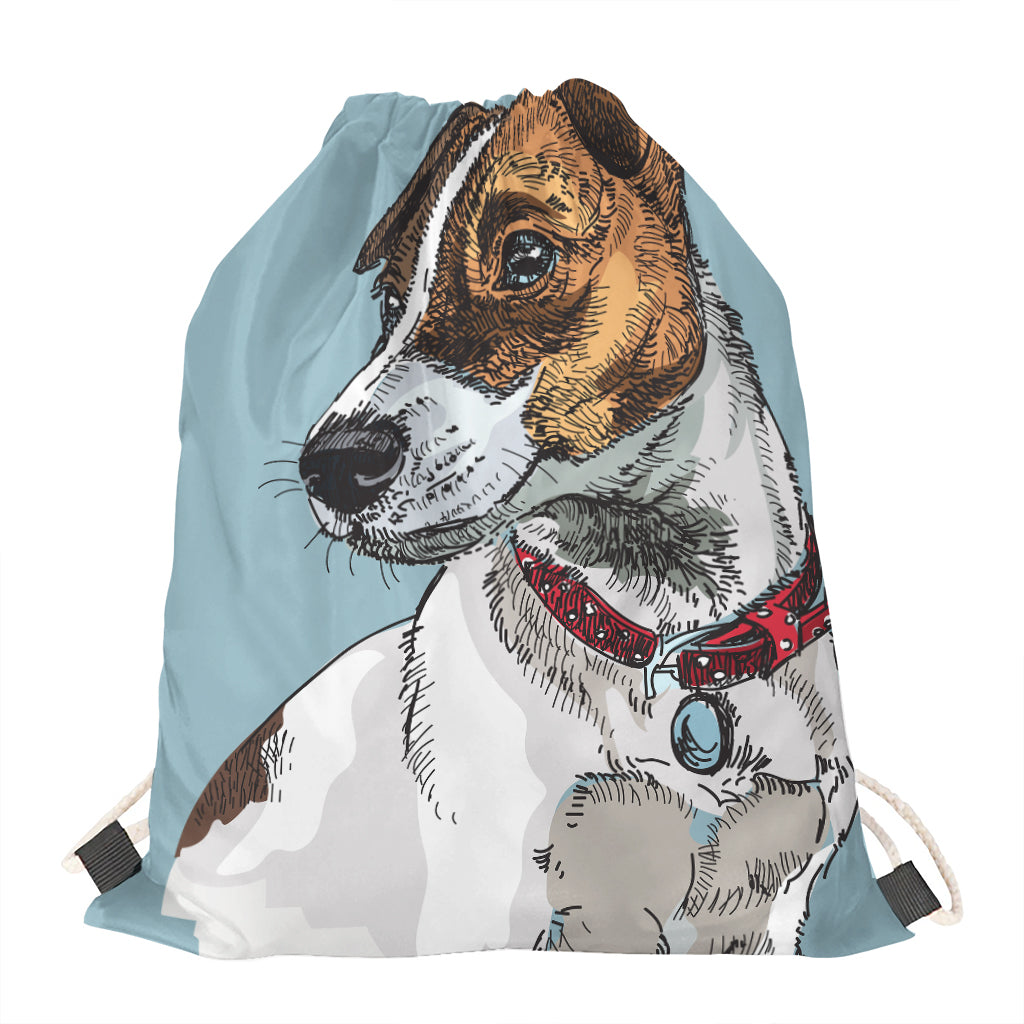 Drawing Jack Russell Terrier Print Drawstring Bag
