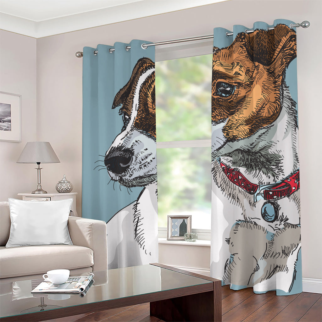 Drawing Jack Russell Terrier Print Grommet Curtains