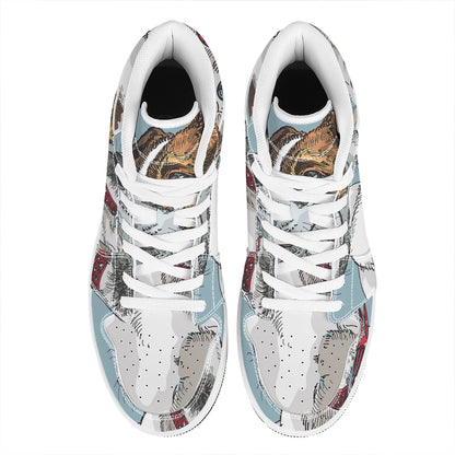 Drawing Jack Russell Terrier Print High Top Leather Sneakers