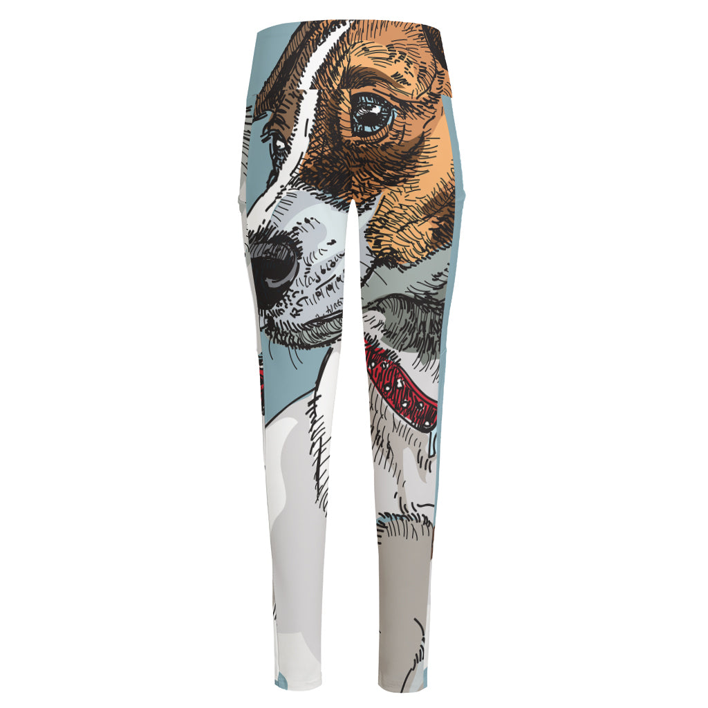 Drawing Jack Russell Terrier Print High-Waisted Pocket Leggings