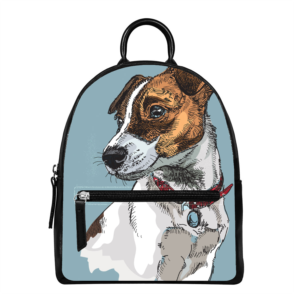 Drawing Jack Russell Terrier Print Leather Backpack