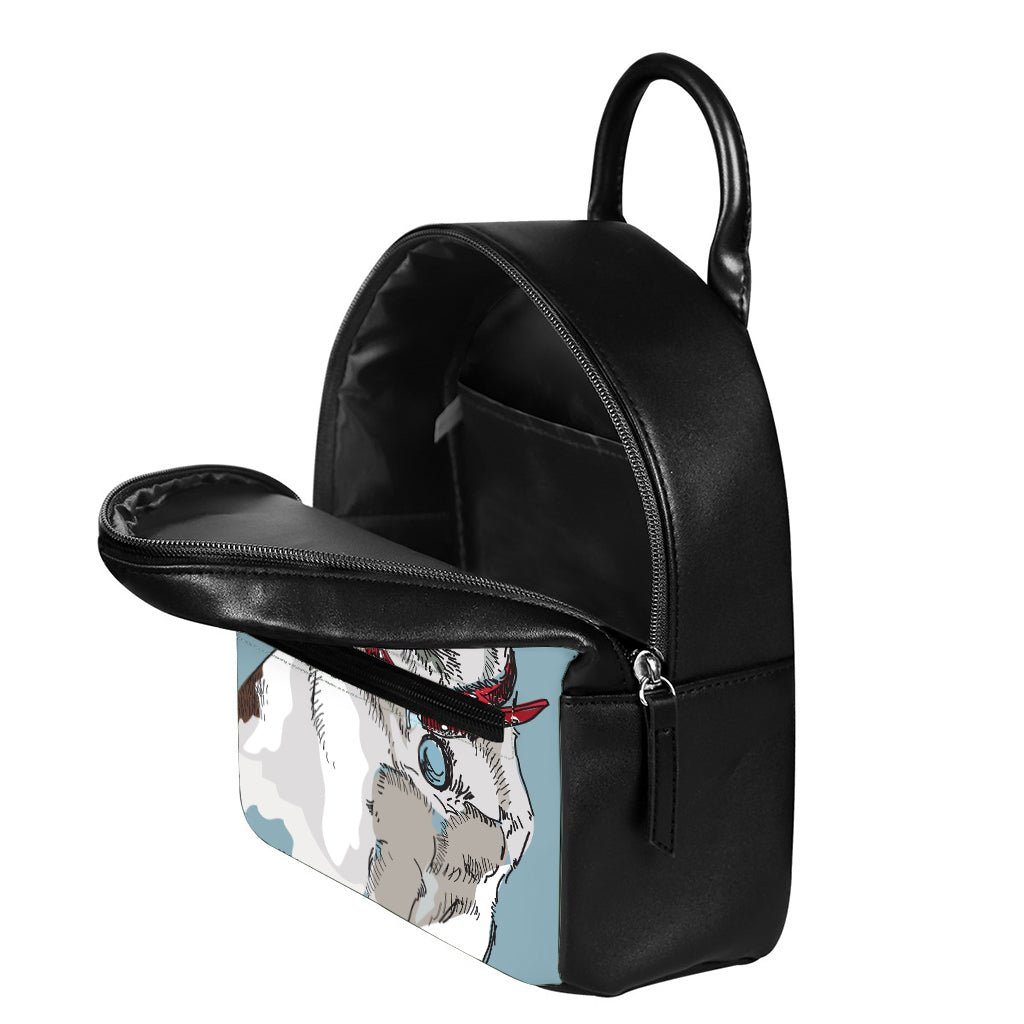 Drawing Jack Russell Terrier Print Leather Backpack