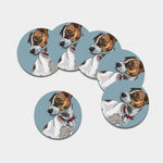 Drawing Jack Russell Terrier Print Leather Coaster Set
