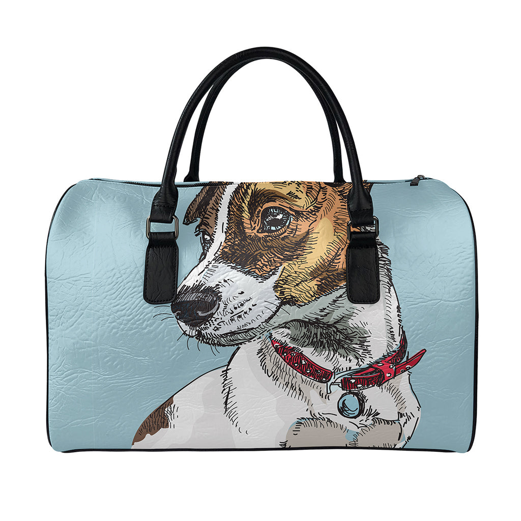 Drawing Jack Russell Terrier Print Leather Duffle Bag