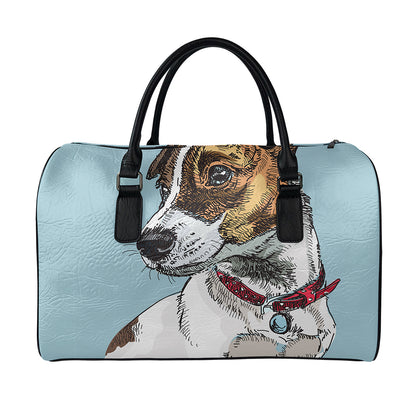 Drawing Jack Russell Terrier Print Leather Duffle Bag