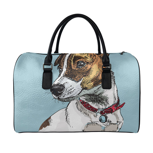 Drawing Jack Russell Terrier Print Leather Duffle Bag