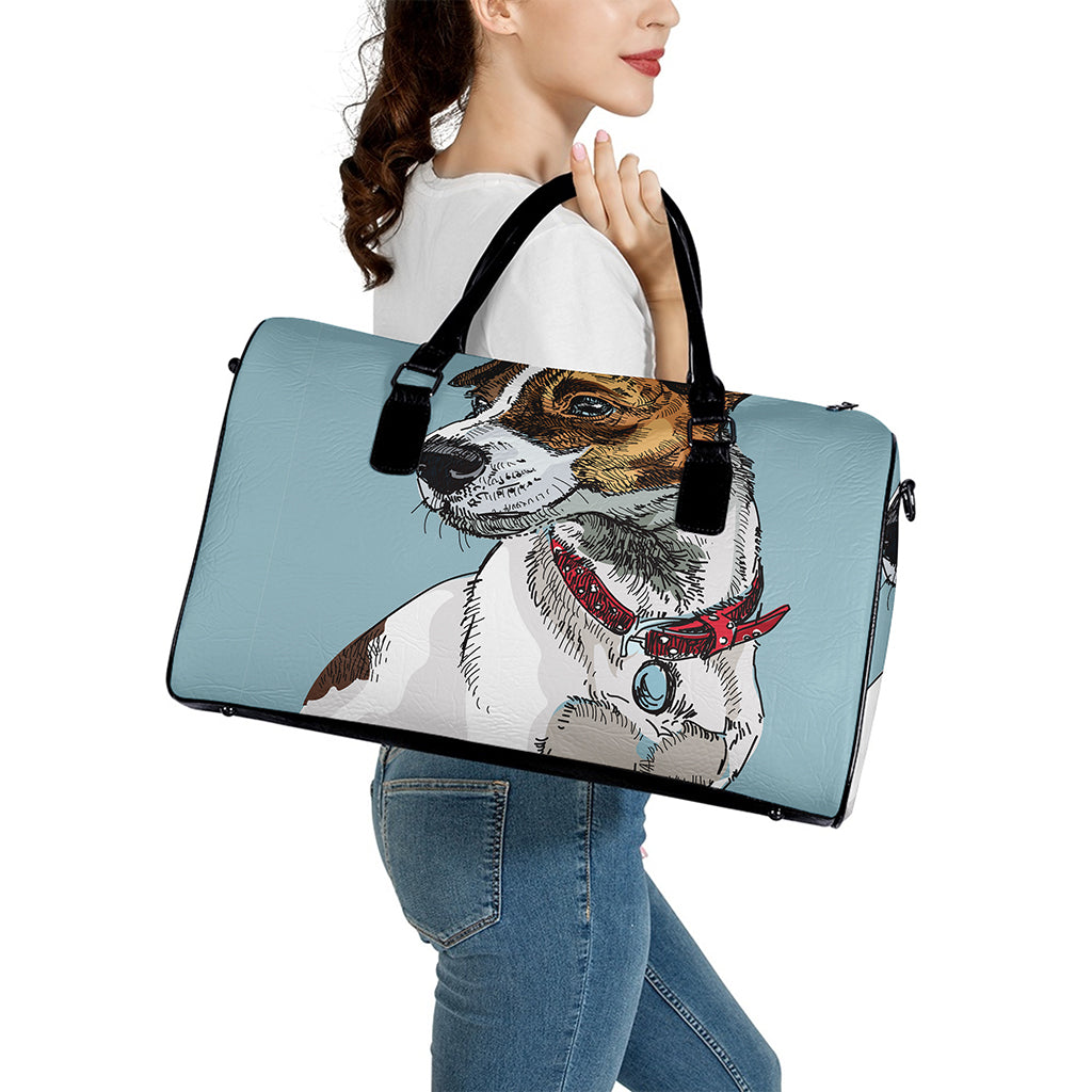 Drawing Jack Russell Terrier Print Leather Duffle Bag