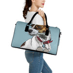Drawing Jack Russell Terrier Print Leather Duffle Bag