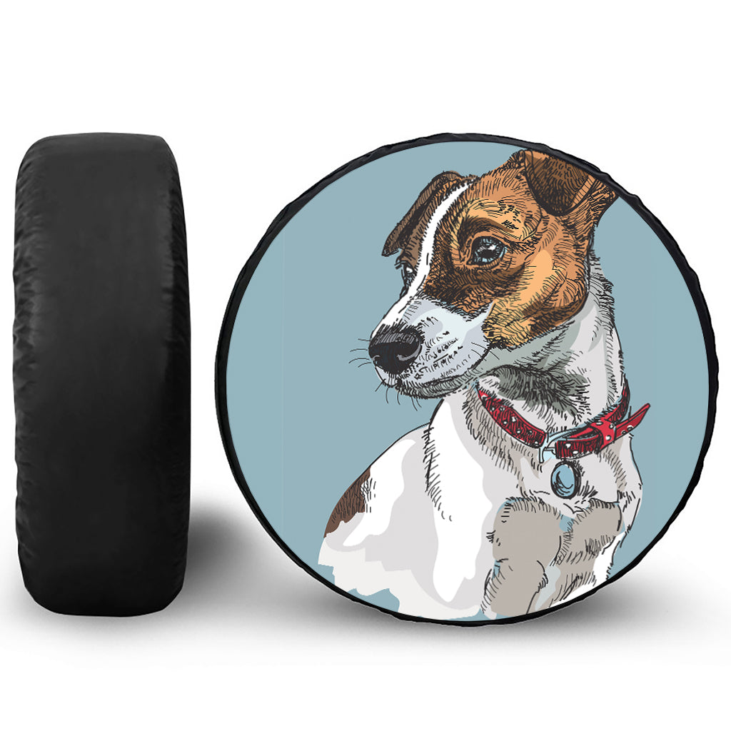 Drawing Jack Russell Terrier Print Leather Spare Tire Cover