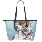 Drawing Jack Russell Terrier Print Leather Tote Bag