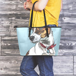 Drawing Jack Russell Terrier Print Leather Tote Bag