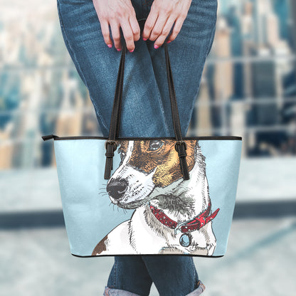 Drawing Jack Russell Terrier Print Leather Tote Bag