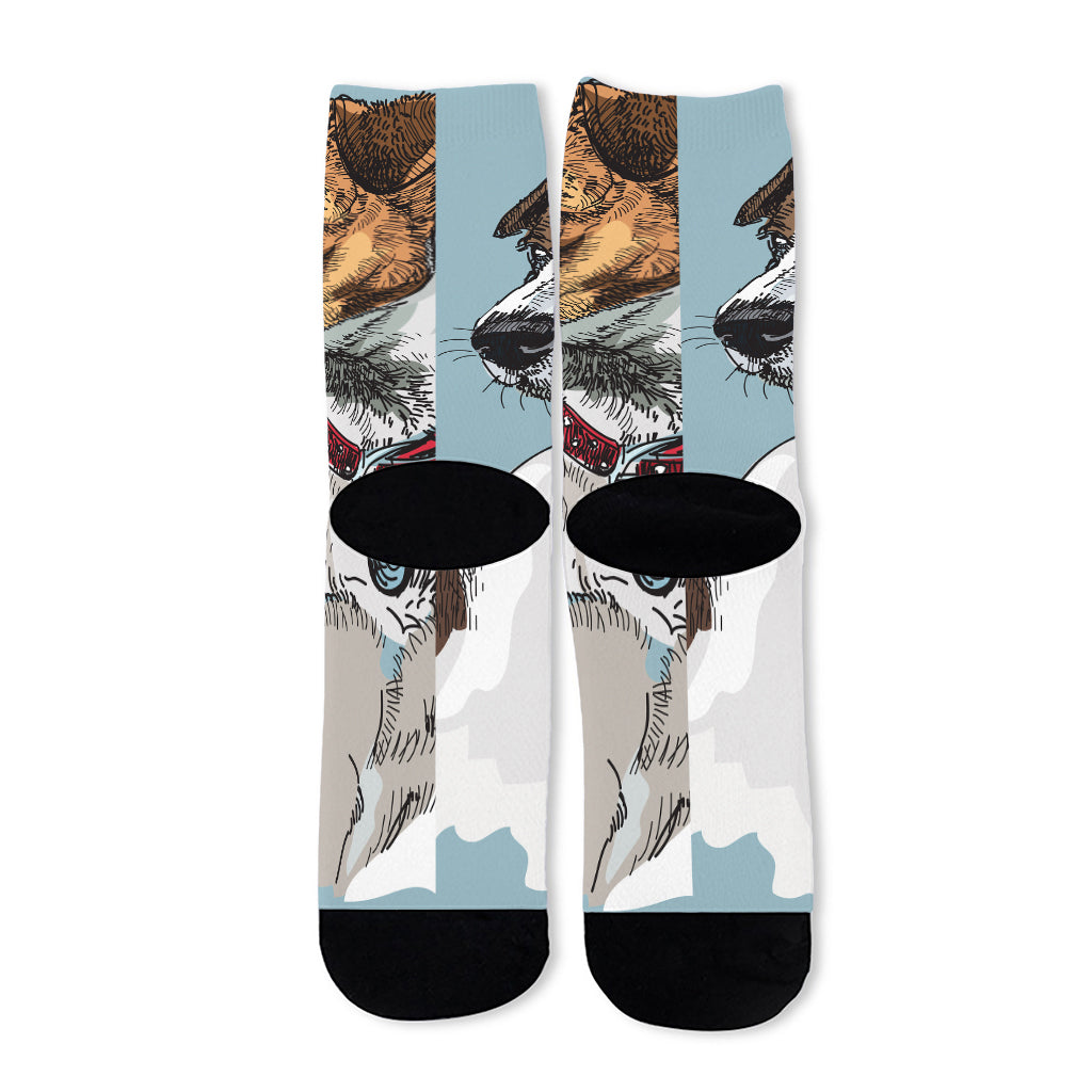 Drawing Jack Russell Terrier Print Long Socks