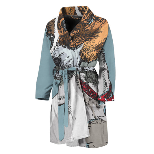 Drawing Jack Russell Terrier Print Men's Bathrobe