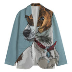 Drawing Jack Russell Terrier Print Men's Cotton Blazer