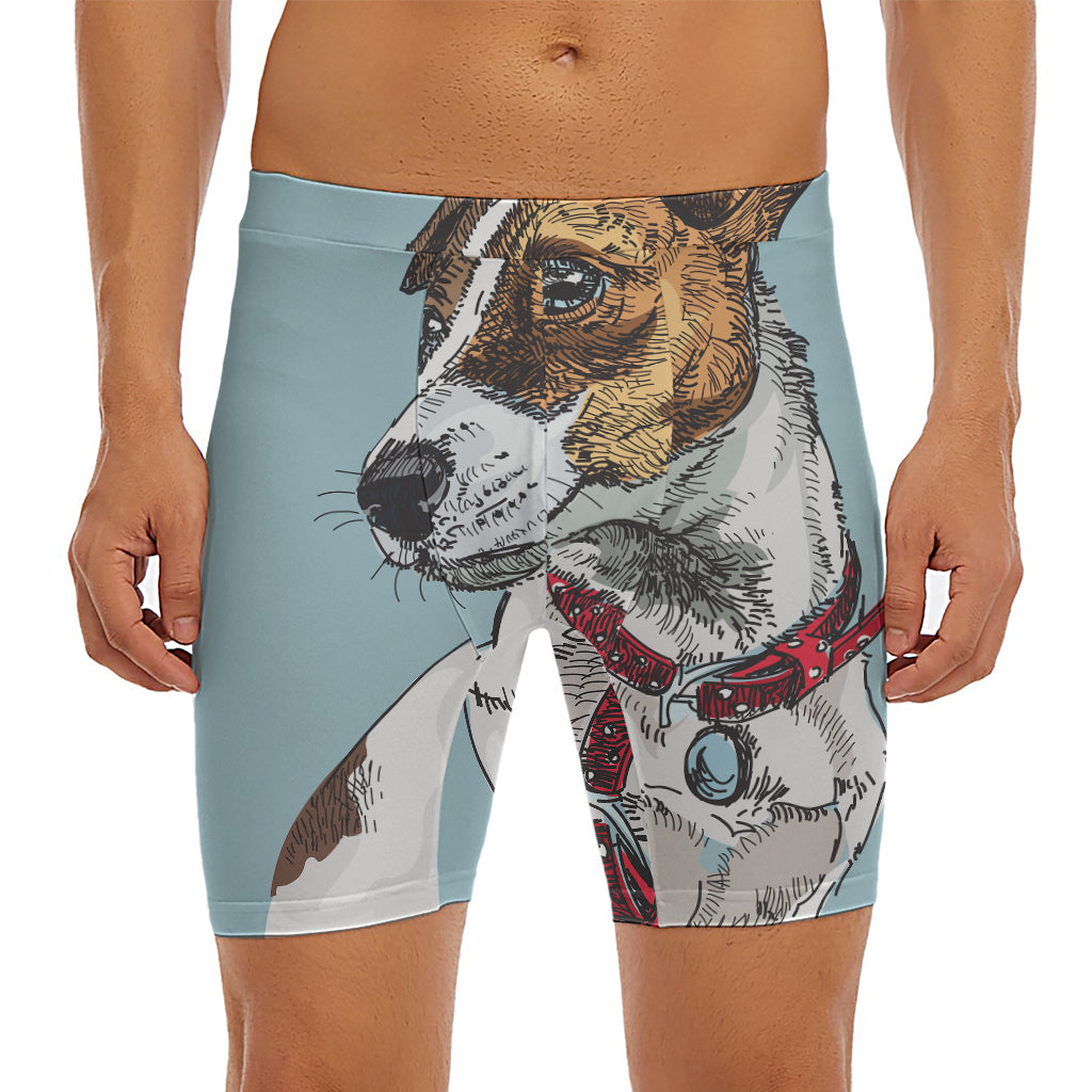 Drawing Jack Russell Terrier Print Men's Long Boxer Briefs